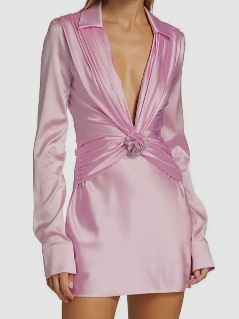 Mach & Mach Women's Pink Silk 3D Embellished Floral Antoinette Dress Size 6